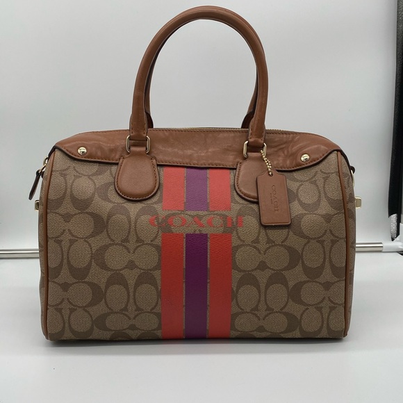 Coach Handbags - Coach Varsity Stripe Bennet Satchel Bag